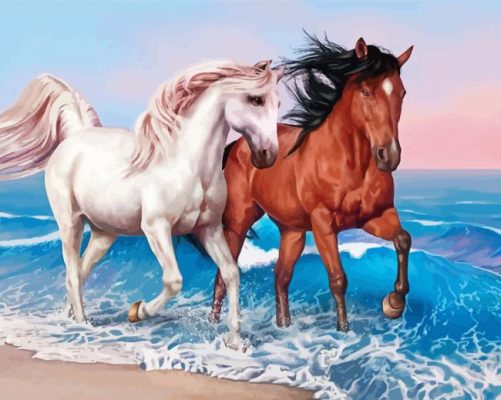 Horses On the Beach Paint By Numbers