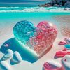 Blue And Pink Tropical Heart Paint By Numbers