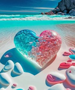 Blue And Pink Tropical Heart Paint By Numbers