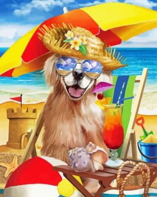 Beach Day Dog Paint By Numbers