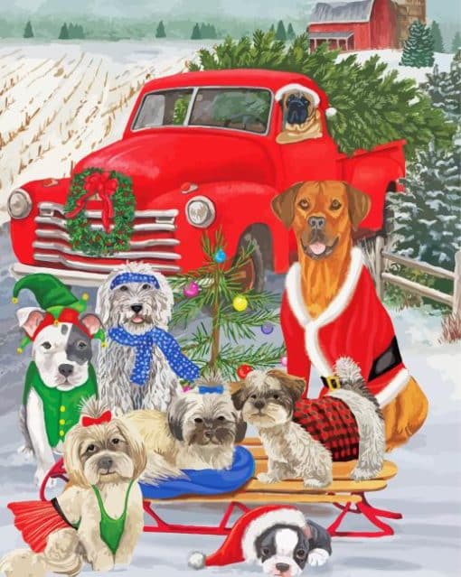 Holiday Dogs Christmas Paint By Numbers