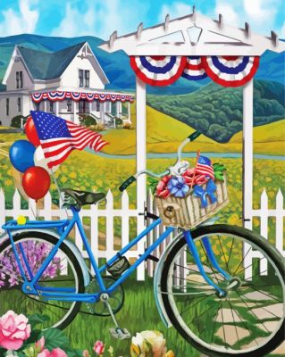 Summer Patriotic Bicycle Paint By Numbers