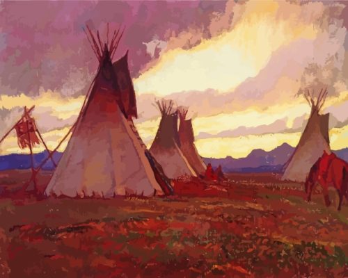 Teepees At Sunset Paint By Numbers