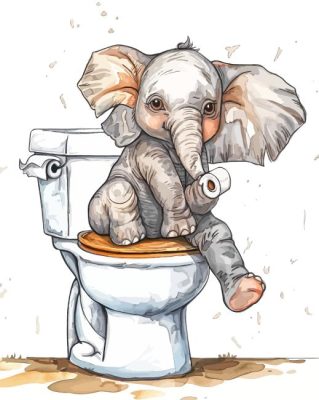 Elephant In Toilet Paint By Numbers art